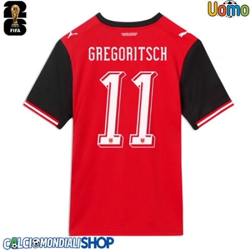 Maglie da calcio Austria Michael Gregoritsch #11 Prima Maglia Mondiali 2026  Manica Corta